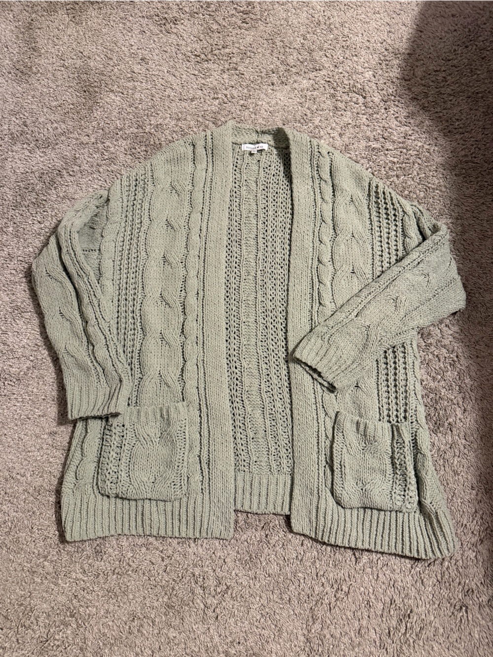 Sage green open front cardigan